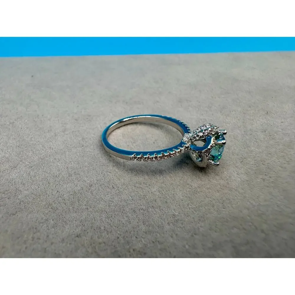 Fantasy Blue & White Moissanite Ring 1CTW Size 7.5 GRA Incl.